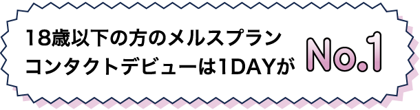 18歳以下の方のメルスプランコンタクトデビューは1DAYがNo.1