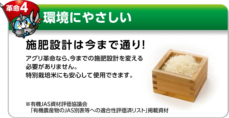 革命4 環境にやさしい 施肥設計は今まで通り