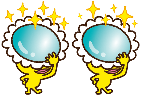 とくちょう 頭のおさらが、コンタクトになっている！頭のコンタクトは、いつも、うるおっているキュ〜！